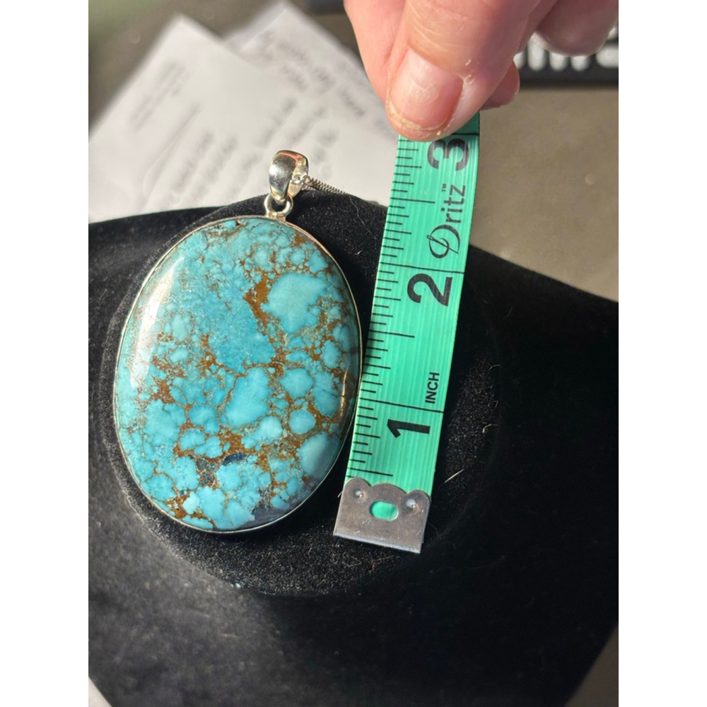 Vintage Vibes – Turquoise Drop Pendant on 925 Silver Chain - Picture 5 of 8